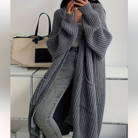 Sweaters - Cozy Gray Knit Sweater Cardigan